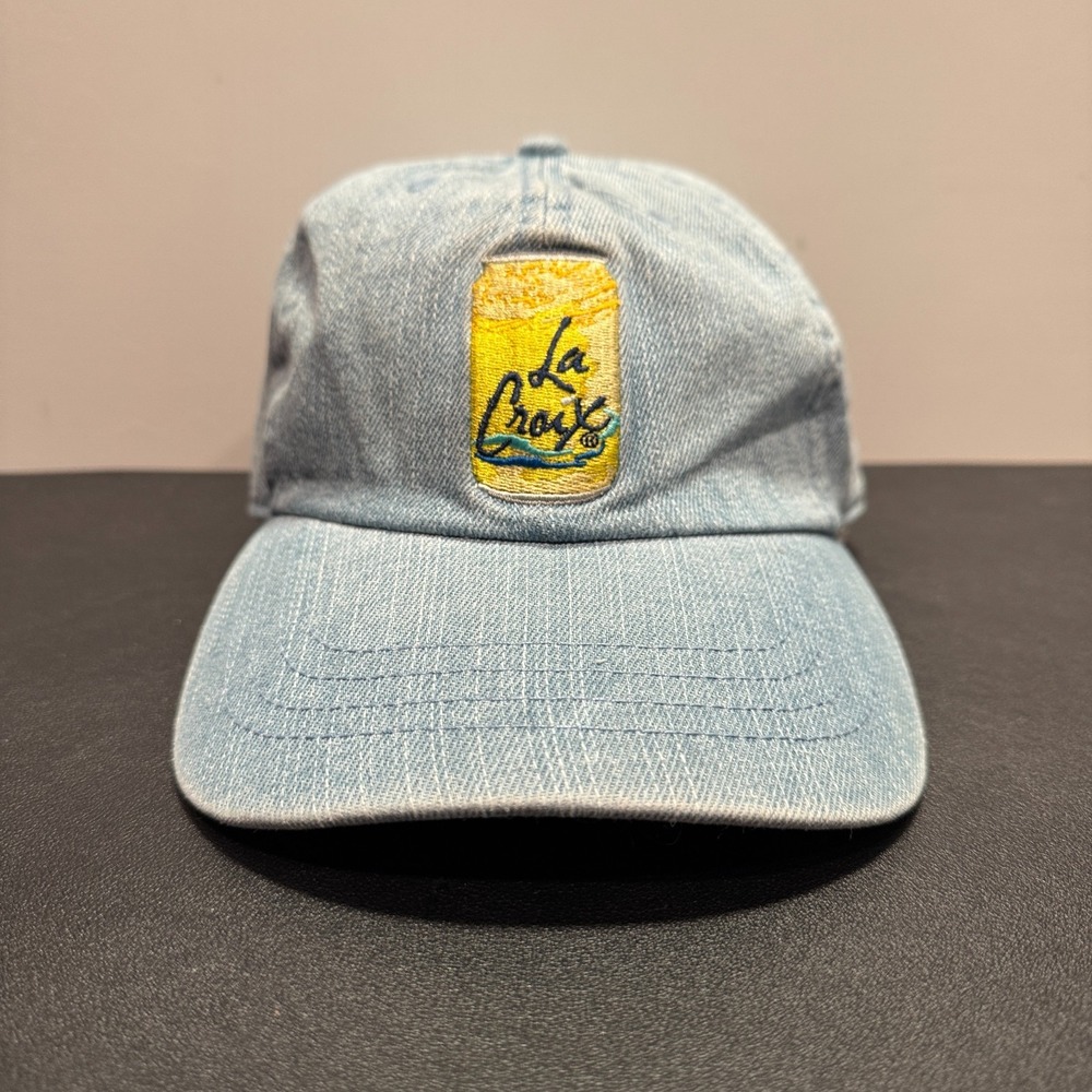 La Croix Hat Cap Strap Back Denim Blue‎ Embroidered Cotton Adjustable Chambray